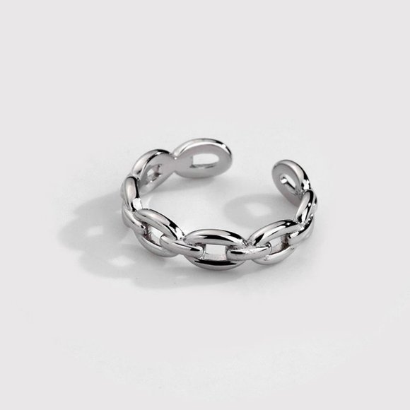 Sterling silver adjustable shank Chain link ring - Picture 12 of 12